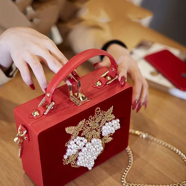 Beaded Velvet Evening Clutch Box