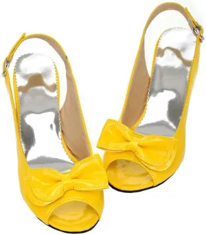 BEAUPAS Women's Peep Toe Slingback Kitten Heel Patent Pumps with Bow Buckle Cute Shoes