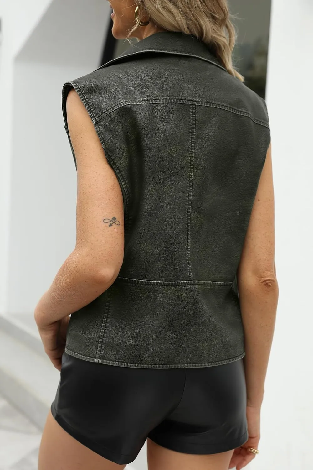 Bellivera Women Faux Leather Motorcycle Jacket Trendy Moto Biker Casual Spring Coat