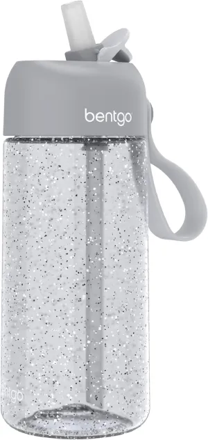 Bentgo Kids Water Bottle - Leak-Proof, Durable Tritan, BPA-Free 15 oz. Cup for Kids/Toddlers Ages 3 , Safe Sip Spout, Carrying Handle, & Dishwasher Safe for School (Glitter Edition - Silver)