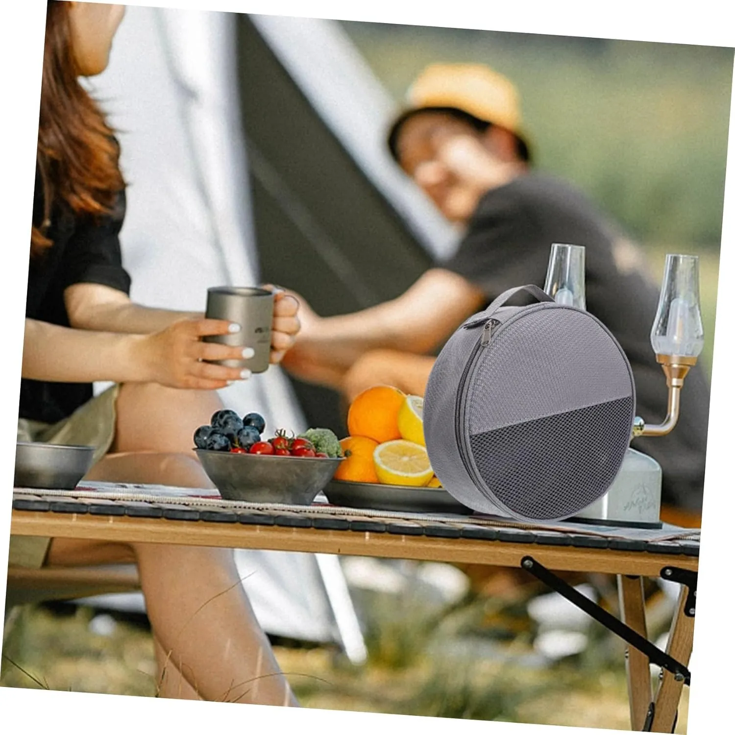 BESPORTBLE Outdoor Tableware Bag Canvas Bag Outdoor Dish Bag Camping Plates Bag Camping Plate Bag Picnic Tableware