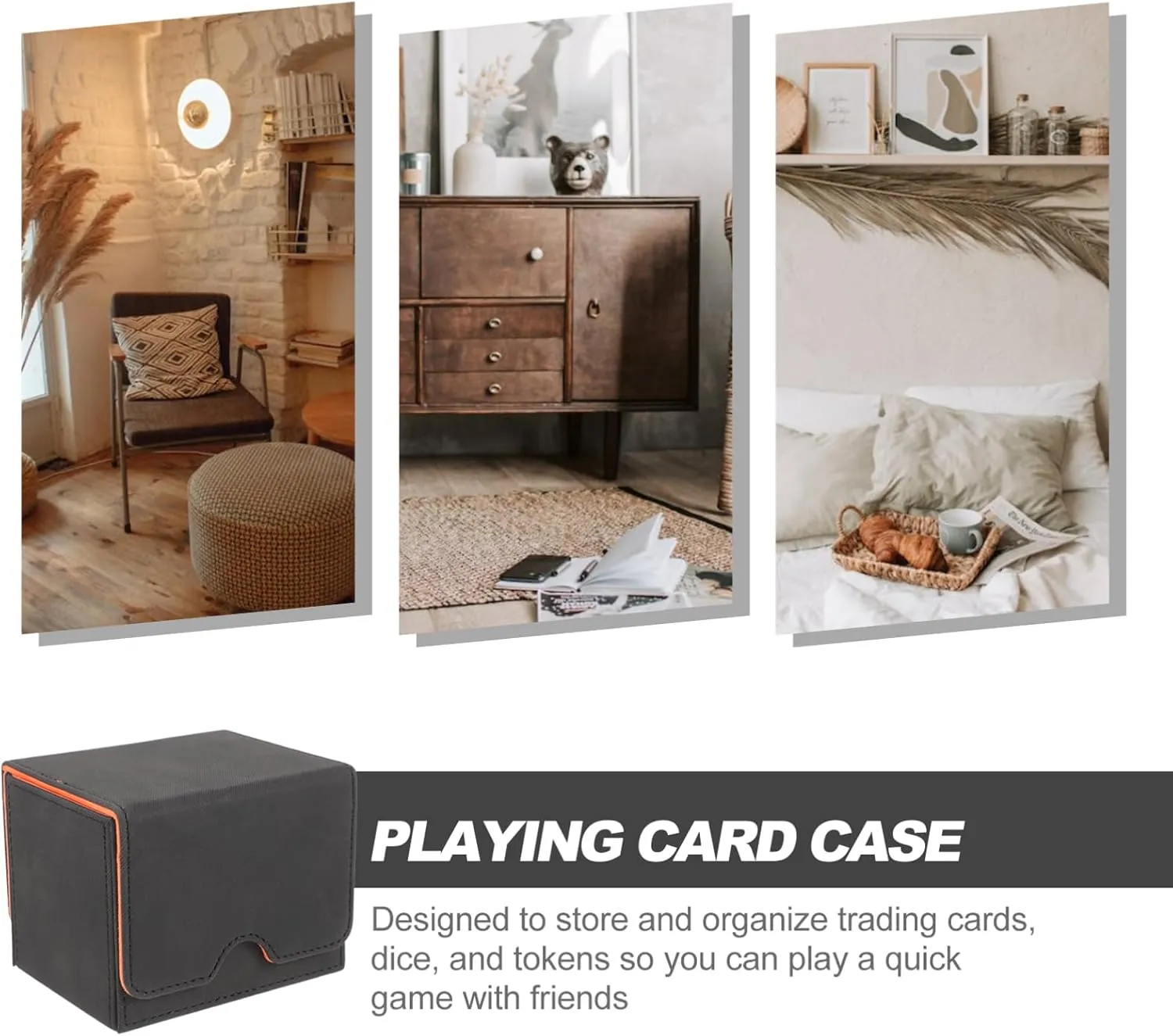 BESPORTBLE PU Card Deck Storage Organizer for Trading Games Portable Playing Card Holder with Durable Design Compact for Home Outdoor Use