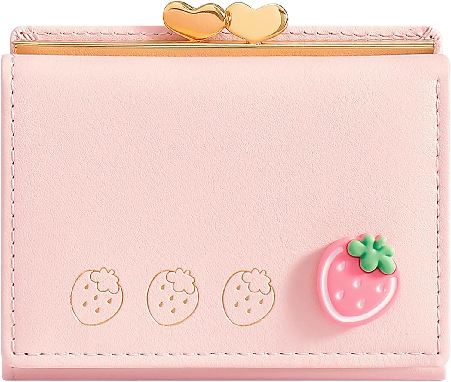 BIAOTIE Cute Juicy Couture Wallet PU Leather Small Wallet Card Holder Trifold Wallet for Women with ID Window (Cherry Blossom Pink)