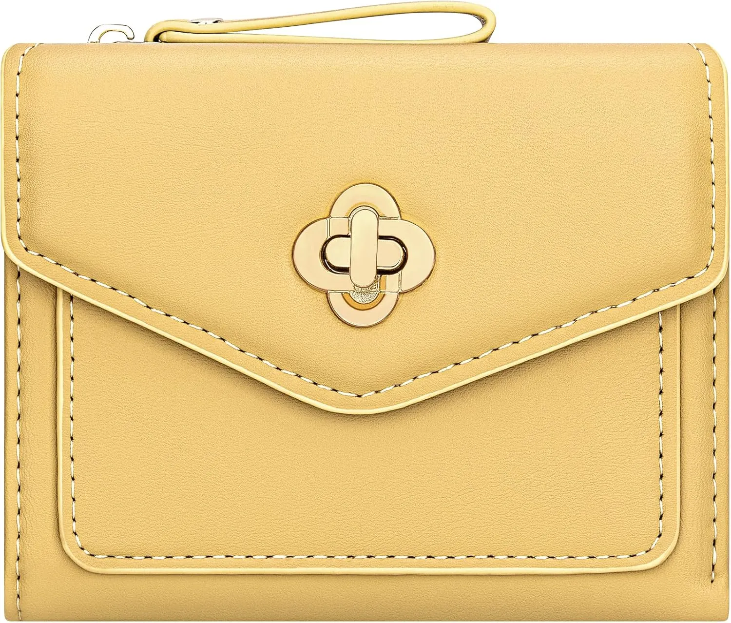 BIAOTIE Small Wallet for Women Leather Bifold Pocket Wallet RFID Blocking Credit Card Holder Cute Purse with Zipper Coin Pocket (Yellow)