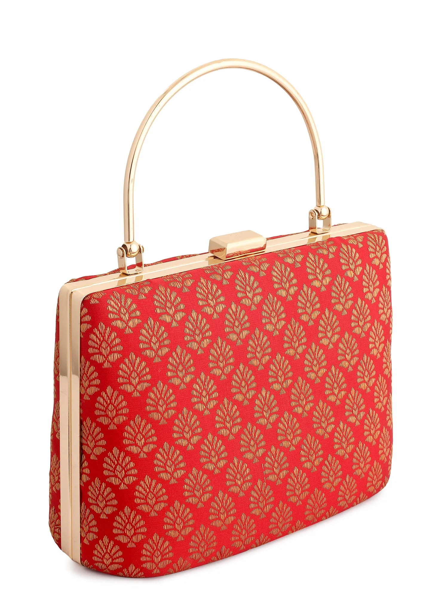 Bihu Red Banarasi Clutch - Last piece Left