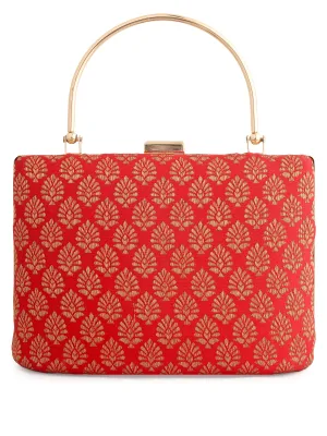 Bihu Red Banarasi Clutch - Last piece Left
