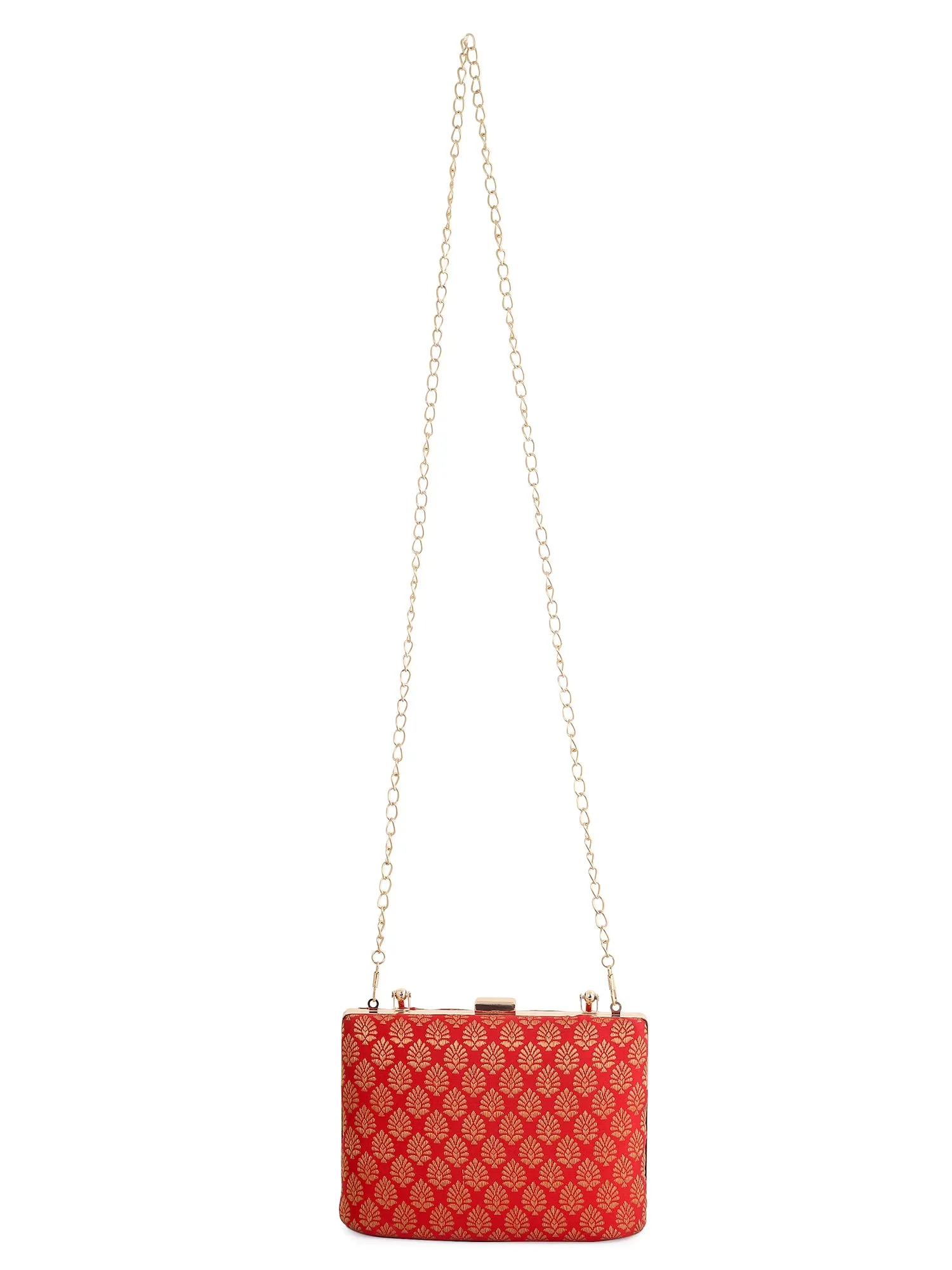 Bihu Red Banarasi Clutch - Last piece Left