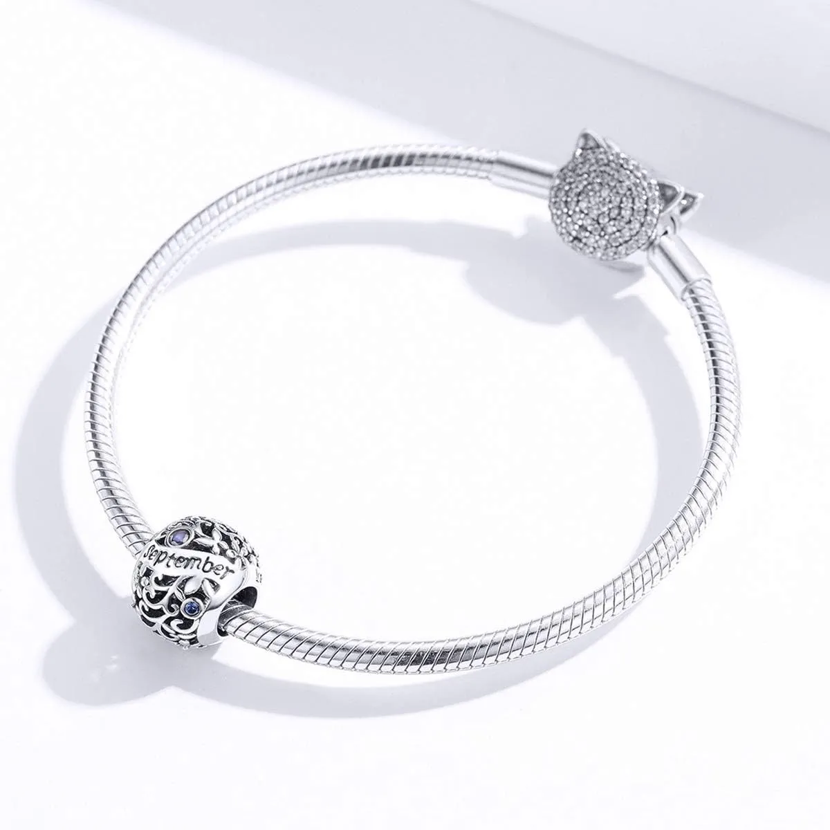 Birthstone Charms for Charms Bracelet- 925 Sterling Silver Bead Flower Openwork Charms for Bracelet and Necklace