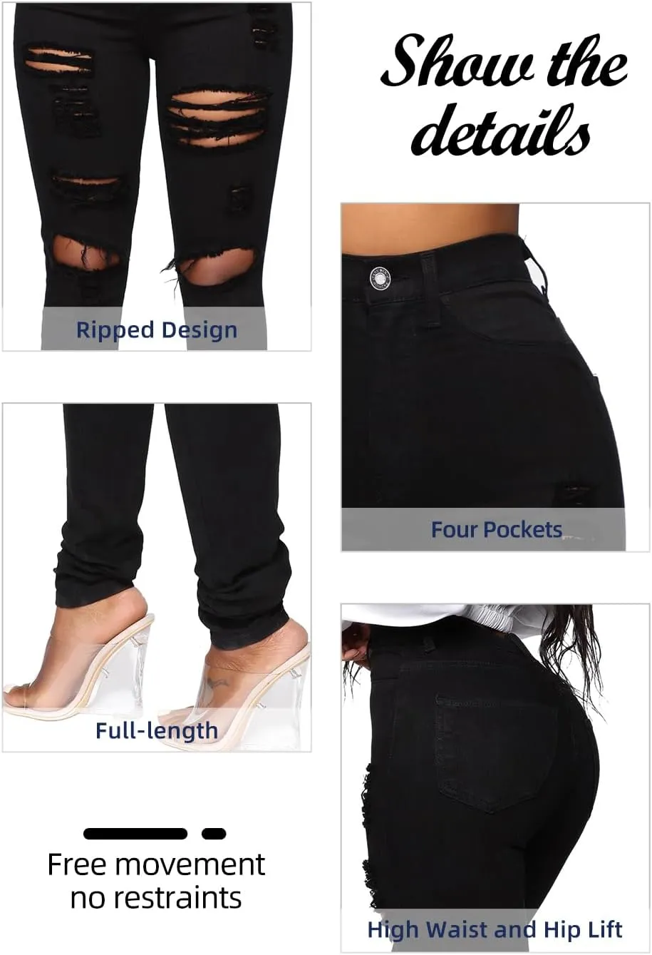 BISUAL Womens High Waisted Butt Lifting Jeans Distressed Stretch Skinny Sexy Colombian Jeans for Women
