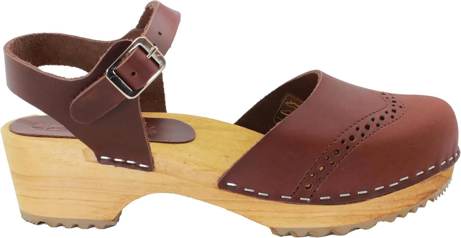 Bjork Gerda Wood Closed-Toe Leather Clogs