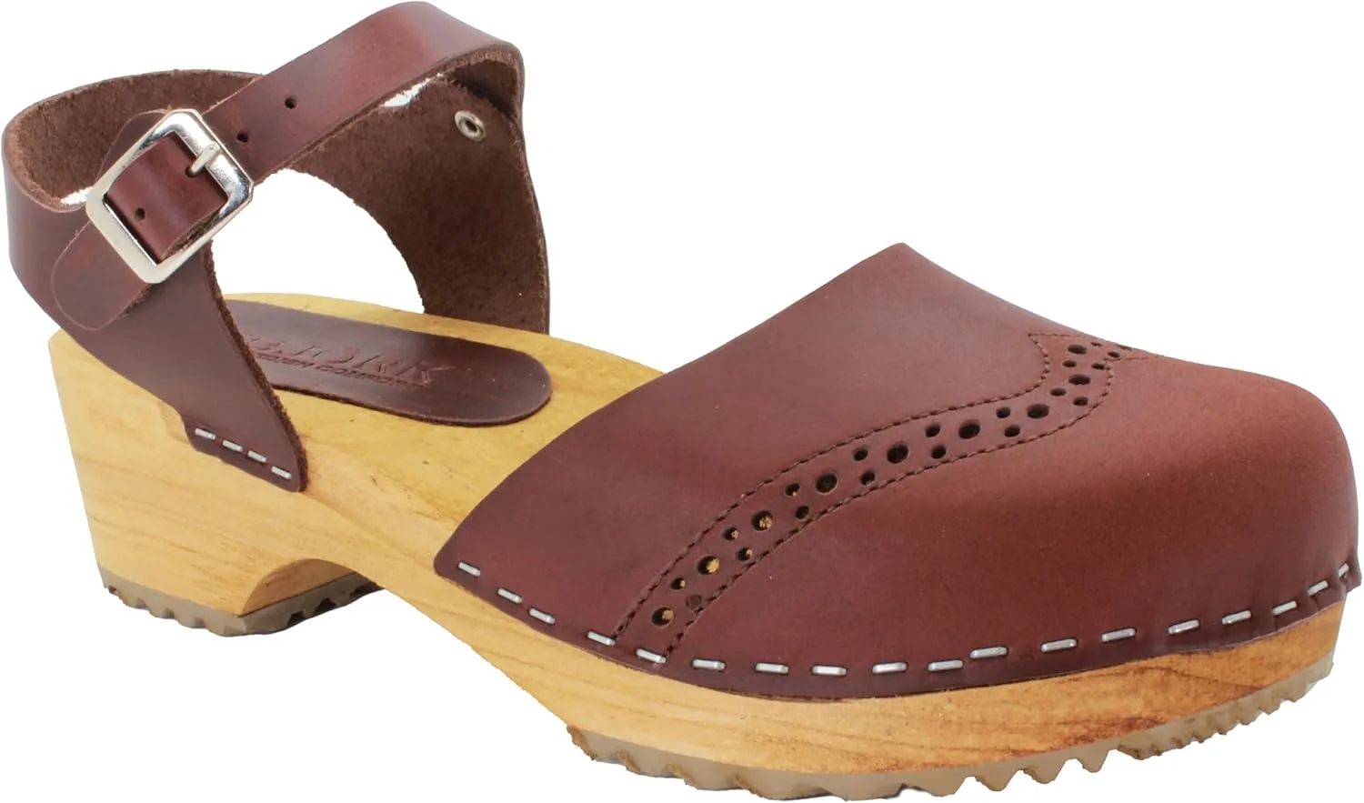 Bjork Gerda Wood Closed-Toe Leather Clogs