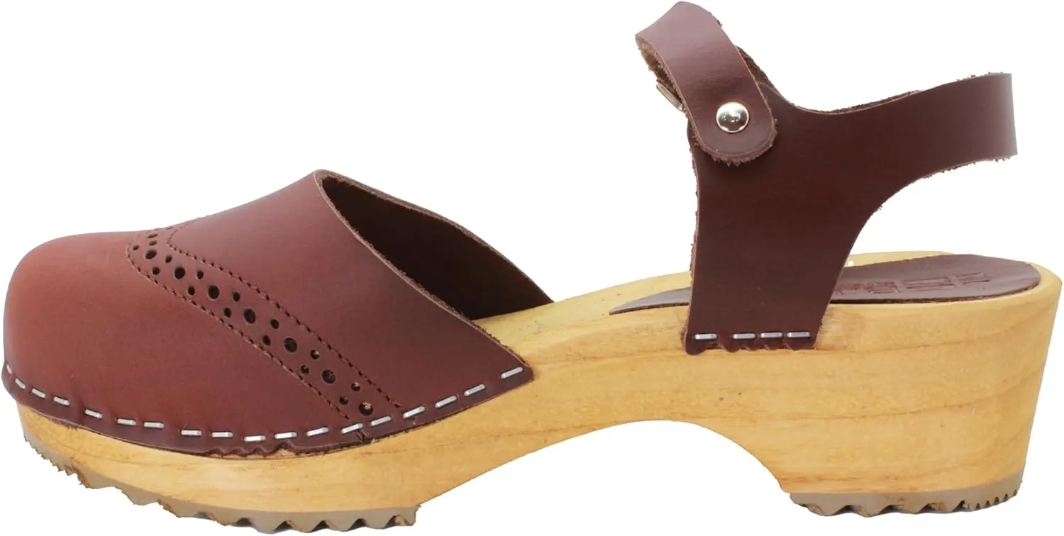 Bjork Gerda Wood Closed-Toe Leather Clogs