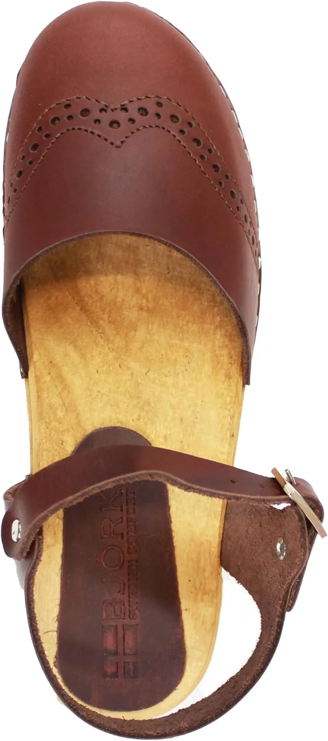 Bjork Gerda Wood Closed-Toe Leather Clogs