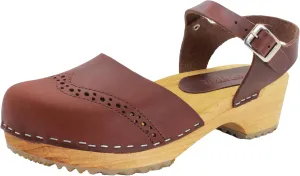 Bjork Gerda Wood Closed-Toe Leather Clogs