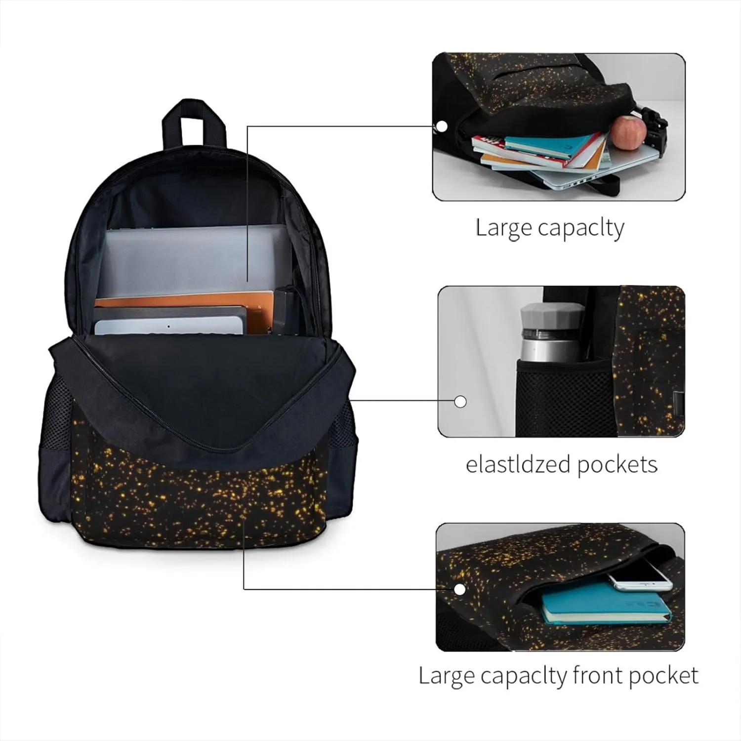 Black And Gold Wallpaper Print Storage Bag, Shoulder Bag, Leisure Bag, Large Capacity Leisure Sports Shoulder Bag
