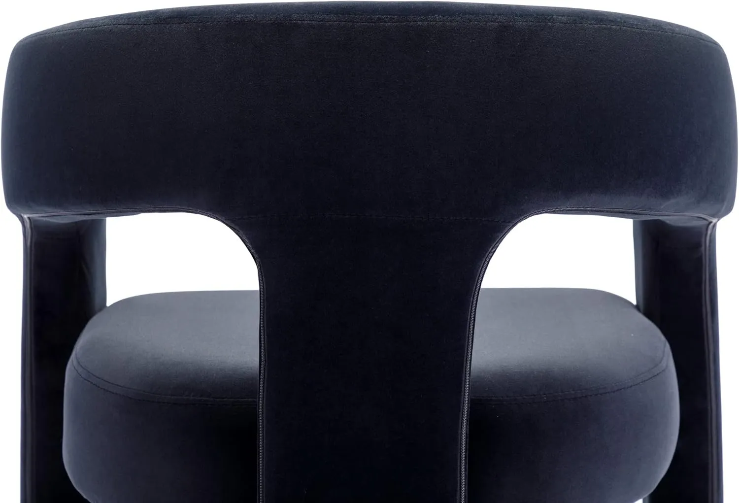 Black Modern Dining Chair, Velvet Upholstered Barrel Kitchen Chair, Round Dining Chairs with Wooden Legs, Assembled Accent Armchairs for Dining Room/Living Room/Bedroom/Side