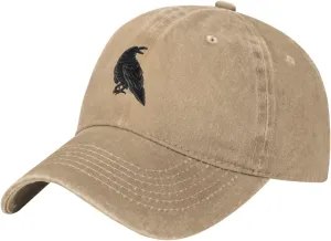 Black Raven Trucker Hat for Men Women Denim Baseball Cap Dad Hat Golf Hats