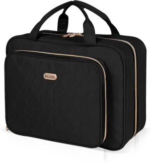 Black Toiletry Bag Travel with Hanging Hook, Water-resistant Cosmetic Makeup Bag Organizer for Shampoo, Full Sized Container, Toiletries