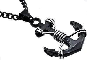 BlackJack Men’s Anchor Pendant, 316L Stainless Steel Necklace White/Gold/Black/Blue with a 24” Curb Chain, Nautical Jewelry Gifts