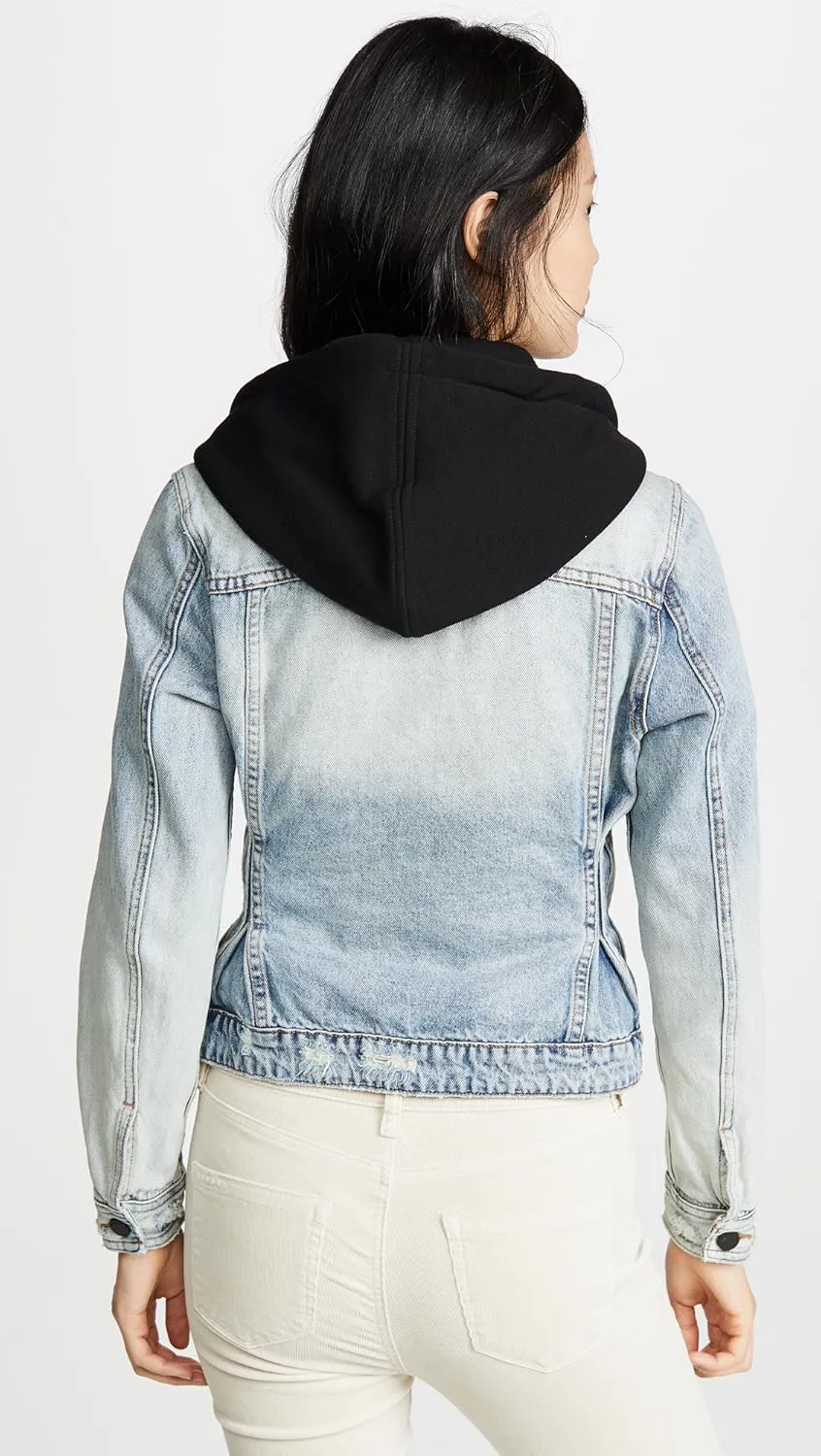 [BLANKNYC] womens Black Hooded Denim Jacket, Comfortable & Stylish Coat