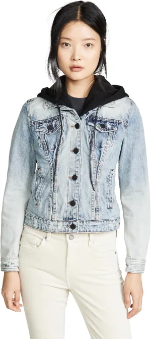 [BLANKNYC] womens Black Hooded Denim Jacket, Comfortable & Stylish Coat