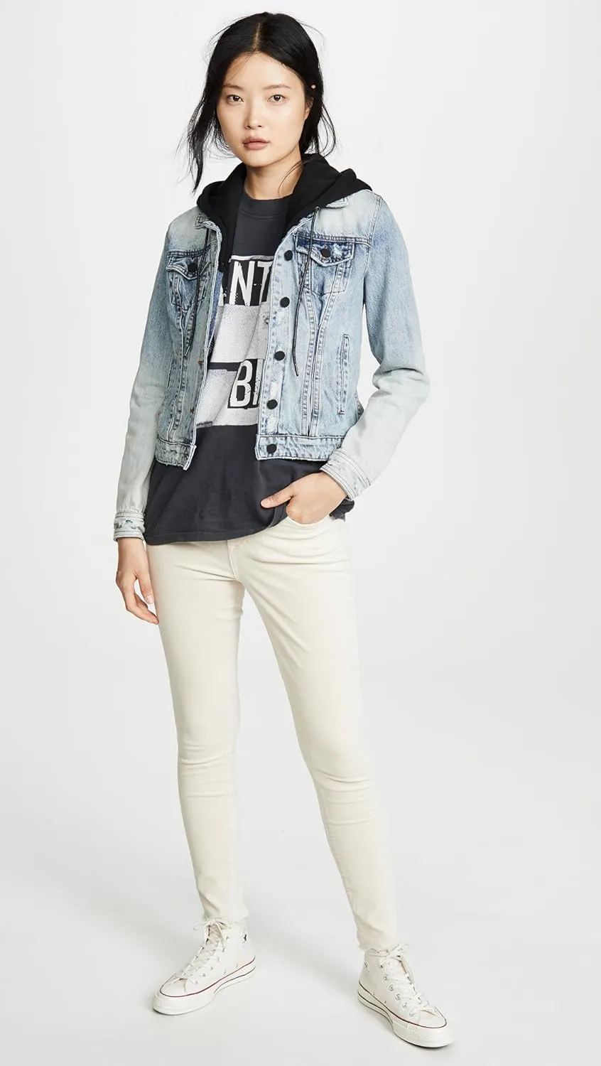 [BLANKNYC] womens Black Hooded Denim Jacket, Comfortable & Stylish Coat