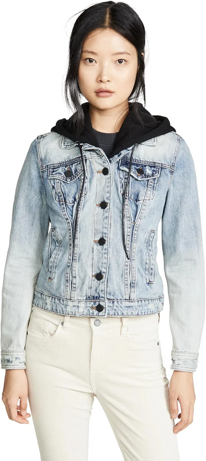 [BLANKNYC] womens Black Hooded Denim Jacket, Comfortable & Stylish Coat