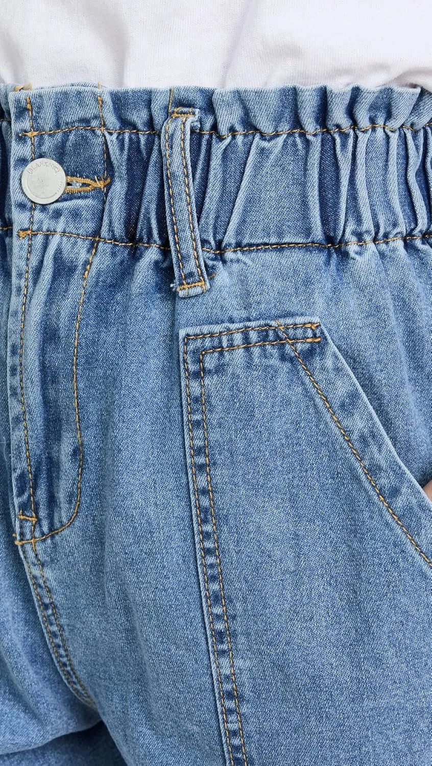 [BLANKNYC] Womens Elastic Waistband Denim Shorts with Patch Pockets, Stylish Clothing