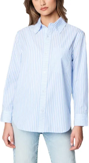 [BLANKNYC] Womens Luxury Clothing Oversized Stripe Collared Shirt, Comfortable & Stylish