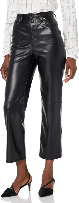 [BLANKNYC] Womens Luxury Clothing Ribcage Straight Leg Vegan Leather Pants, The Baxter Pants