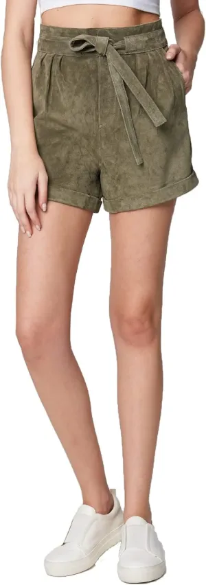 [BLANKNYC] Womens Real Suede Tie Front Paperbag Shorts, Stylish & Designer ClothingShorts