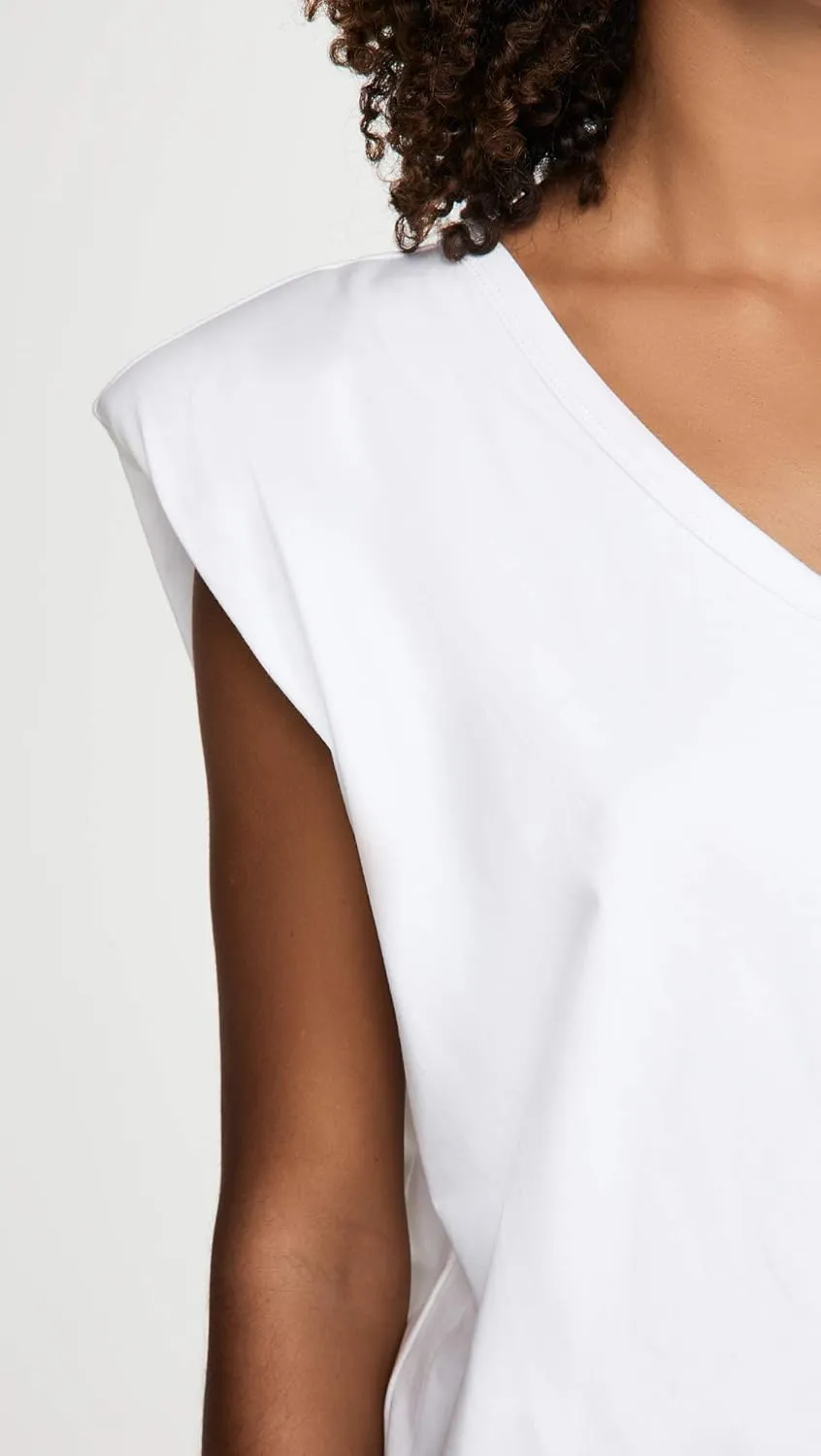 [BLANKNYC] Womens Sleeveless Padded Shoulder V-Neck Tee ShirtSleeveless Padded Shoulder V-Neck TEE Shirt
