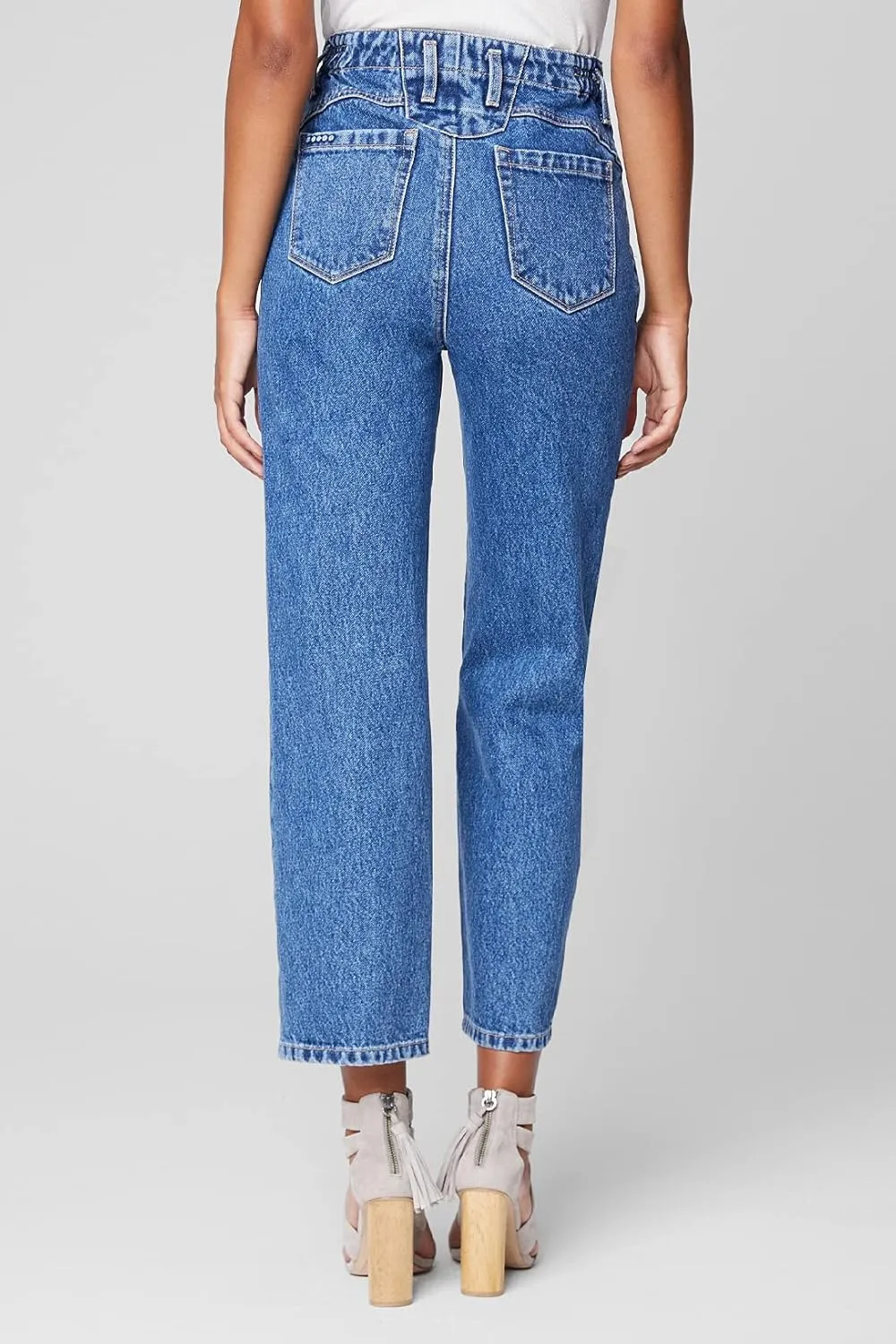 [BLANKNYC] Womens Straight Leg Denim Jeans with Elasitc Side Waistband, Comfortable & Stylish Pants