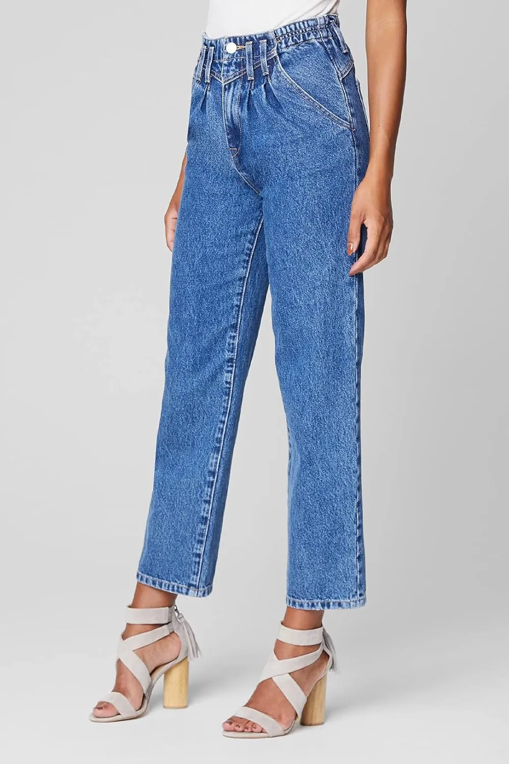 [BLANKNYC] Womens Straight Leg Denim Jeans with Elasitc Side Waistband, Comfortable & Stylish Pants