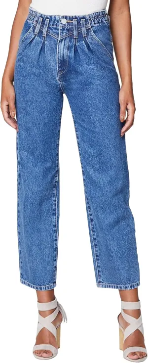 [BLANKNYC] Womens Straight Leg Denim Jeans with Elasitc Side Waistband, Comfortable & Stylish Pants