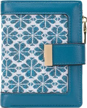 Blue RFID Blocking Wallet for Women Small Leather Coin Purse with Flower Design Minimalist Credit Card Holder and ID Window Cute Travel Cash Wallet for Women