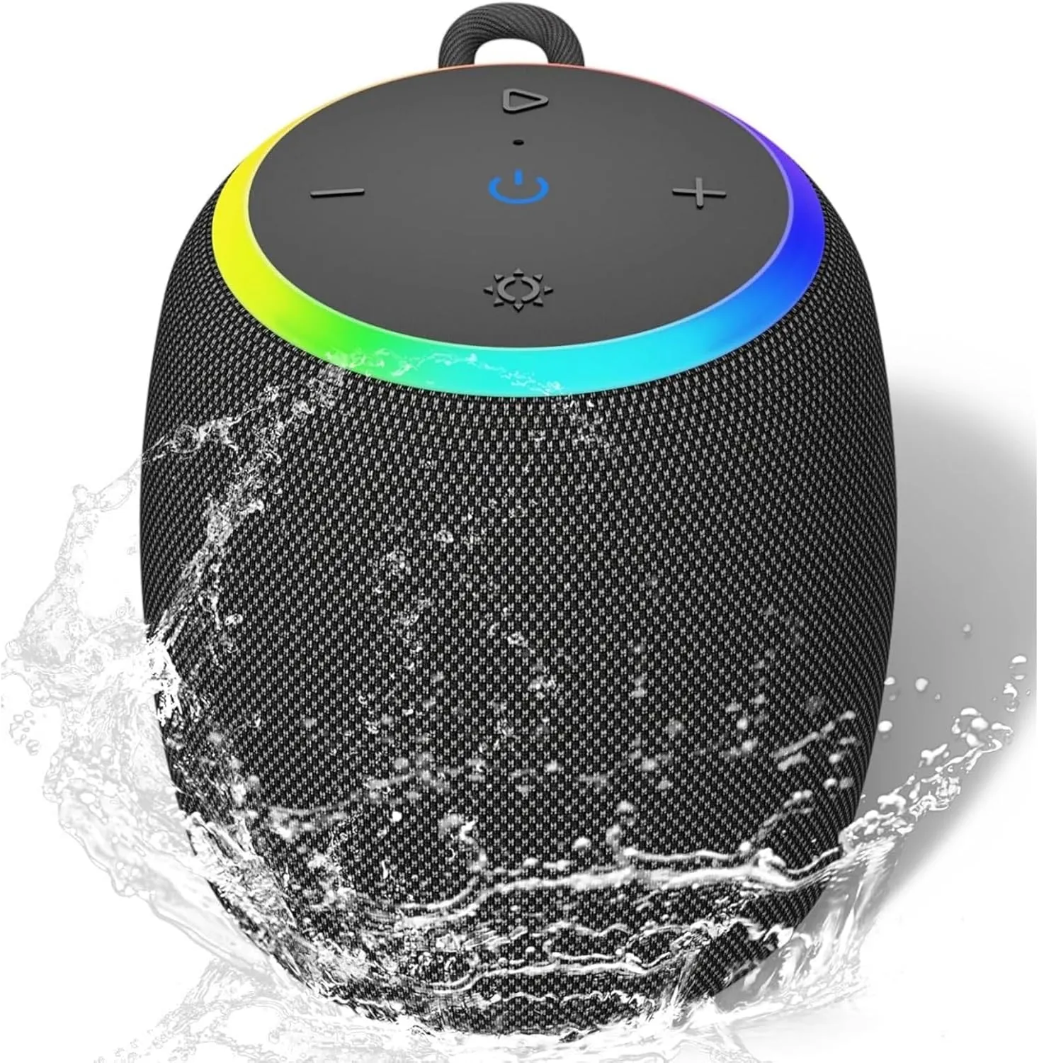 Bluetooth Speaker, Portable Wireless Bluetooth 5.3, 15W Clear Bass, IPX6 Waterproof, LED Lights, AUX/TF/USB, Dual TWS Pairing, 12H Playtime, Small Speakers for Home Outdoor Beach, Ideal Gift