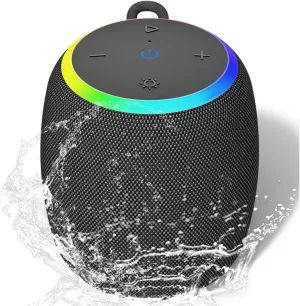 Bluetooth Speaker, Portable Wireless Bluetooth 5.3, 15W Clear Bass, IPX6 Waterproof, LED Lights, AUX/TF/USB, Dual TWS Pairing, 12H Playtime, Small Speakers for Home Outdoor Beach, Ideal Gift