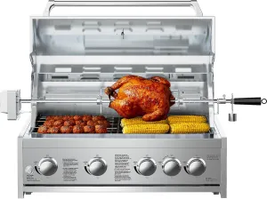 BODEGA 58000-BTU Propane Gas Grill, 30 Inch Stainless Steel Outdoor Grill, 5-Burner Backyard BBQ Grill for Kitchen, Built-in Thermometer & BBQ Fork Kit | Backyard BBQ, Camping, Outdoor Cooking.