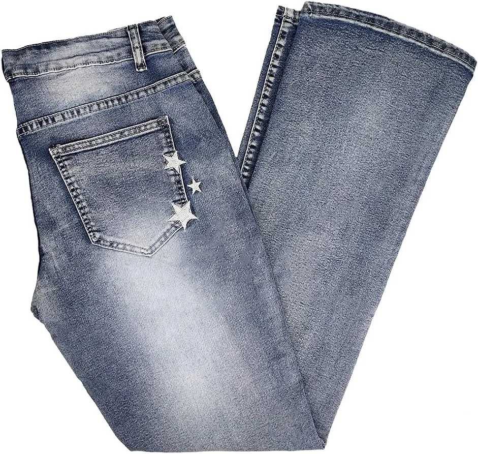 Bootcut Jeans for Women Fit Embroidered Washed Jean Denim Pants