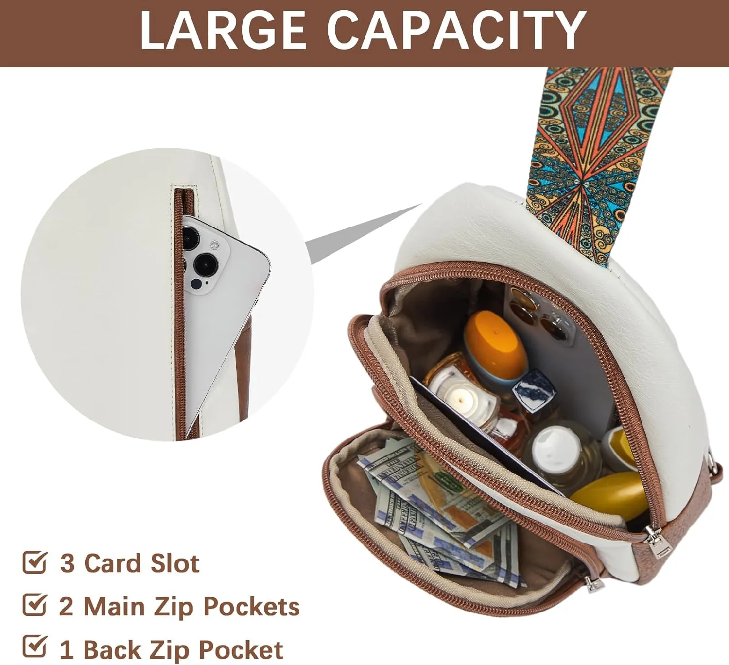 BOSTANTEN Small Sling Bag for Women Leather Crossbody Bags Fanny Pack Chest Bag for Travel