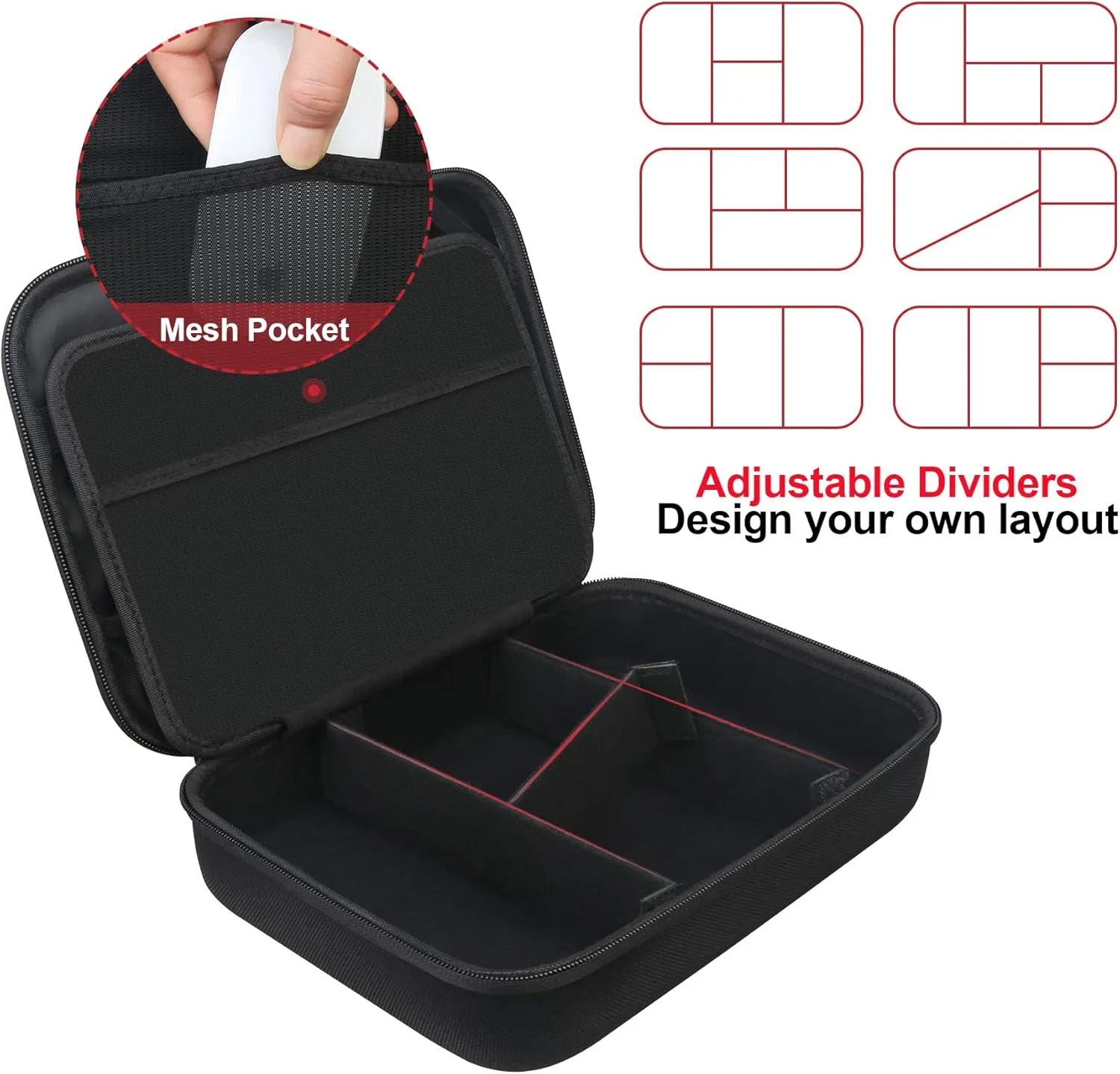 BOVKE Electronic Organizer Travel Cable Organizer Bag Electronic Accessories Case Portable Tech Organizer for Tablet Apple iPad 11in, Hard Drives, Cables, Chargers, iPhone, Power Bank, Black