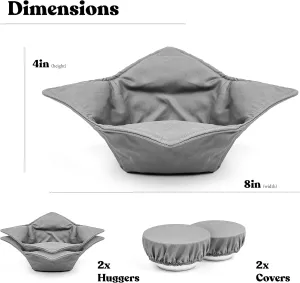 Bowl Huggers, Deluxe 4-Piece Set, 2 Bowl Cozies (Grey)