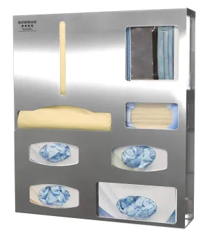 Bowman Dispensers Protective Wear Organizer, Universal Size Compartments, Wall Mounting, Door Hanger Cutout, Stainless Steel, Made in USA, 4.52 Inch L x 22.75 Inch W x 25.63 Inch H