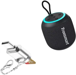 BoxWave Adapter Compatible with Tronsmart T7 Mini Portable Outdoor Speaker - Micro SD Card miniReader, USB Type-C OTG Reader USB3.0 Adapter Keychain - Metallic Silver