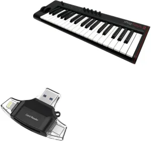 BoxWave Smart Gadget Compatible with IK Multimedia iRig Keys 2 Pro - AllReader SD Card Reader, microSD Card Reader SD Compact USB - Jet Black