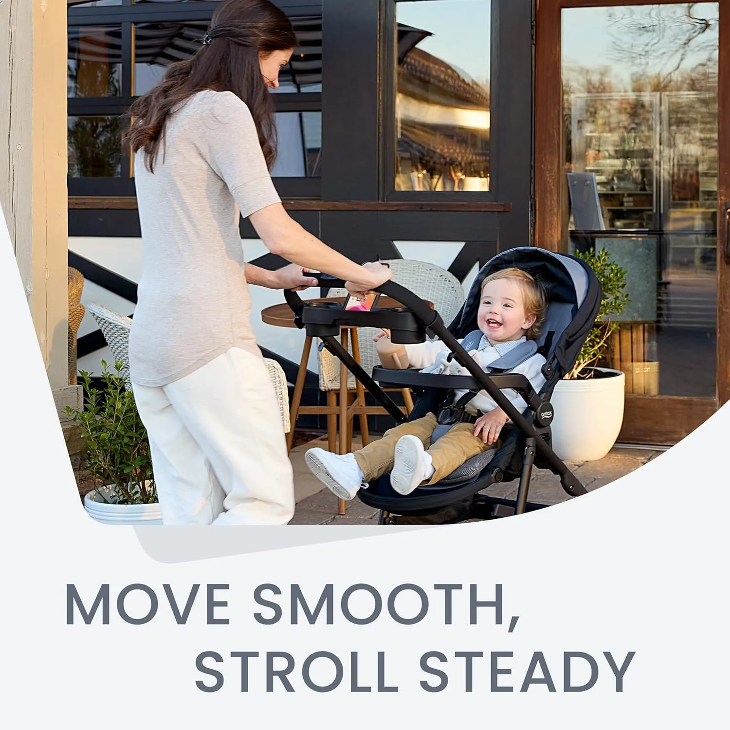 Britax Brook  Modular Baby Stroller, Ultra-Lightweight Infant and Toddler Stroller with SafeWash Insert and 4 Ways to Stroll, Graphite Onyx