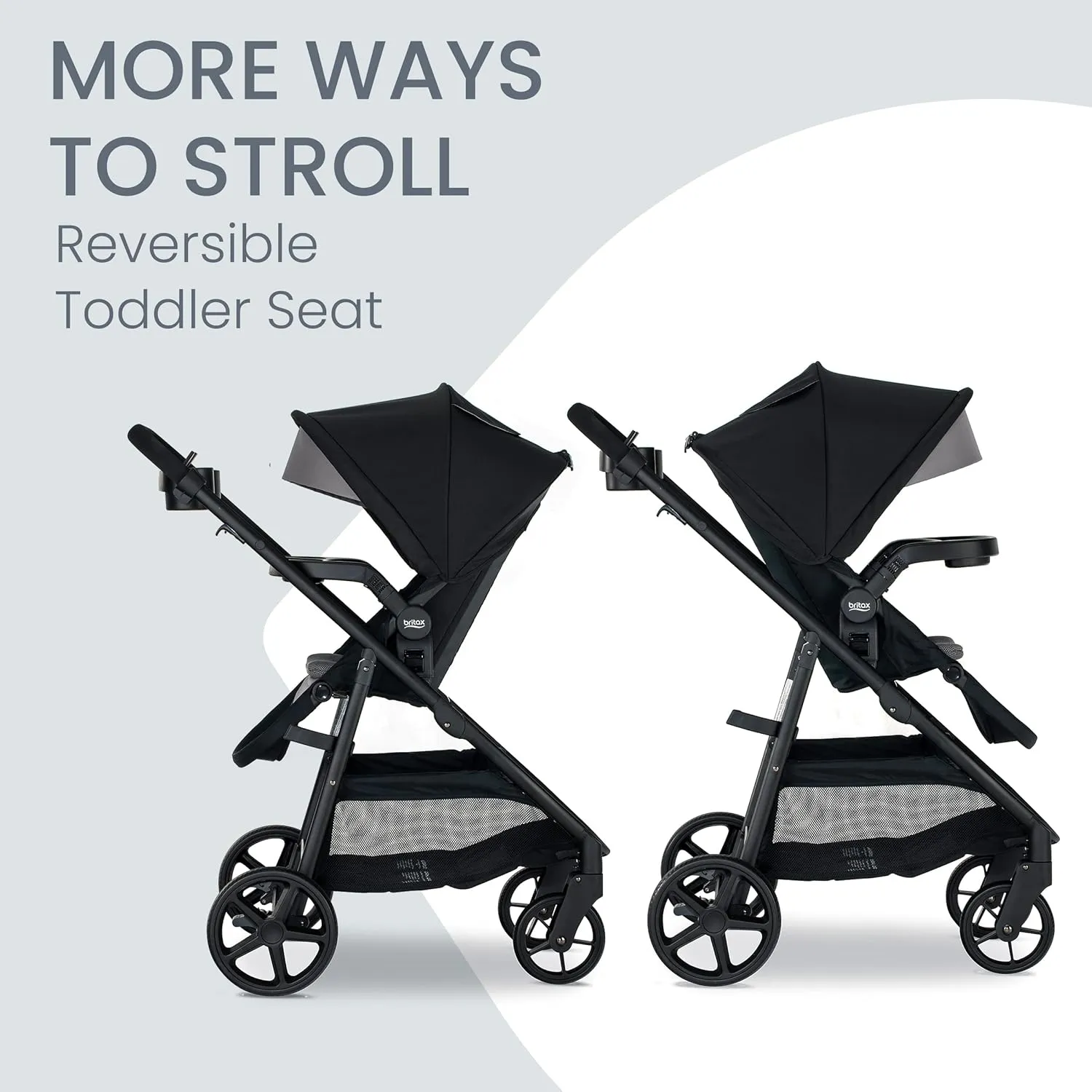 Britax Brook  Modular Baby Stroller, Ultra-Lightweight Infant and Toddler Stroller with SafeWash Insert and 4 Ways to Stroll, Graphite Onyx