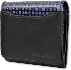 Brooks Brothers Tri-Fold Fold Over Zipper Pocket Wallet Small Leather Wallet, (136829 Black)