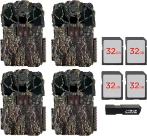 Browning Spec Ops Elite HP5 Trail Game Camera Bundle Includes 32GB Memory Card and J-TECH Card Reader (24MP) 4 Pack | BTC8EHP5
